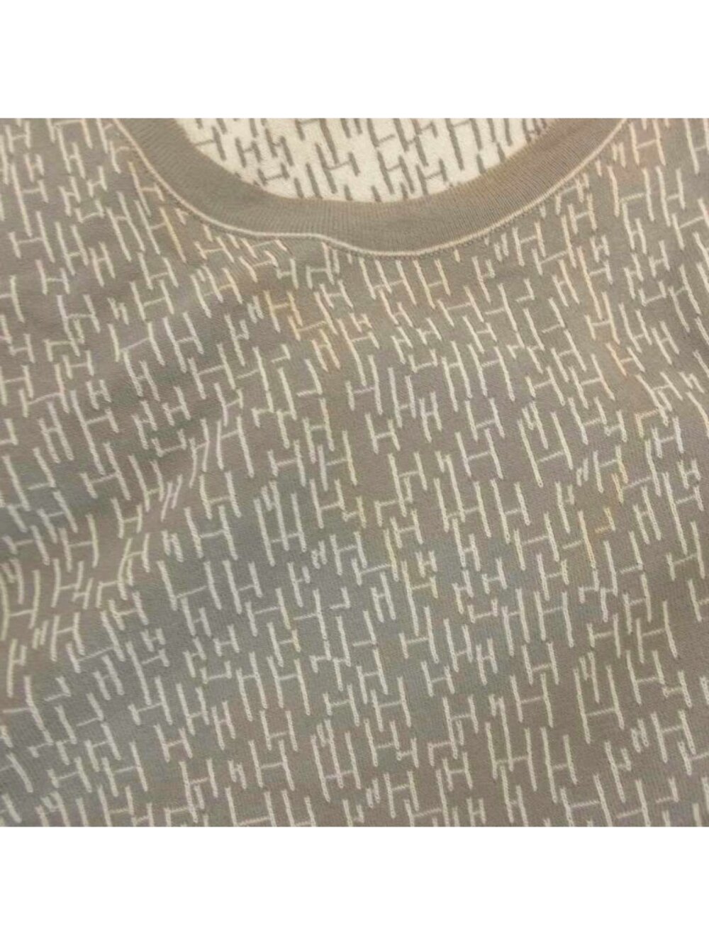 Hermes T-Shirt Stretch Knit Short Sleeve Star Mark Logo All Over - Picture 7 of 8